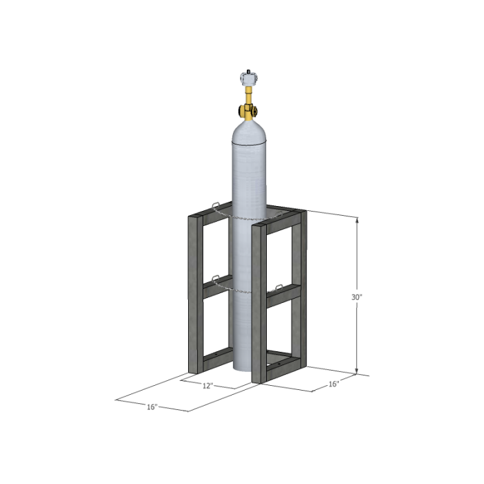 1 Cylinder (1x1) - Stainless Steel - Barricade - Gas Cylinder Rack