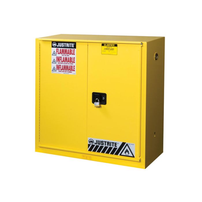 30 Gallons - Bi-Fold, Self-Closing Door - 1 Shelf - Flammable Storage Cabinet