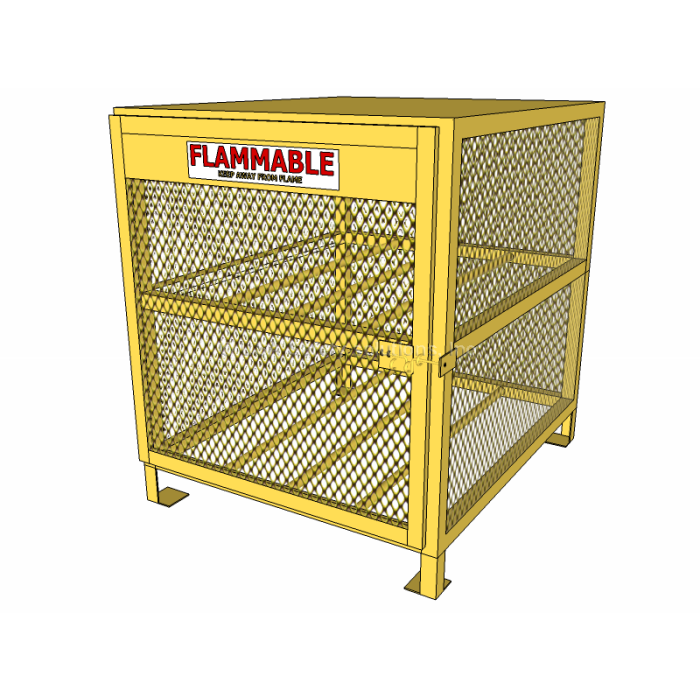 4 Cylinders - Propane and Forklift Tanks - Horizontal Storage - Mesh - Gas Cylinder Cage