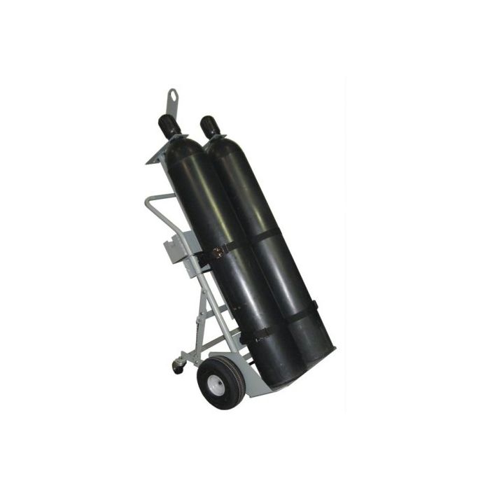 2 Cylinders - Hoist Hook - Flat Free Tires - Rear Casters - Tool Tray - Gas Cylinder Hand Truck