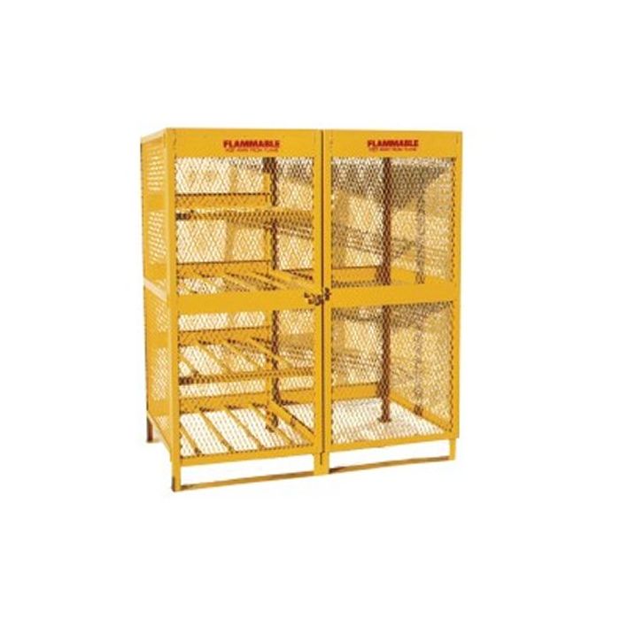 8 Horizontal (Propane) and 10 Vertical (Large) Cylinders - Mesh - Gas Cylinder Locker