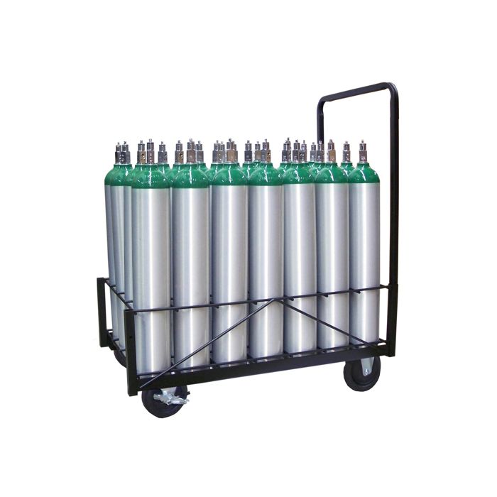 28 Cylinders - Oxygen & Medical Gases (D,E,M9 Tanks) - Cylinder Cart