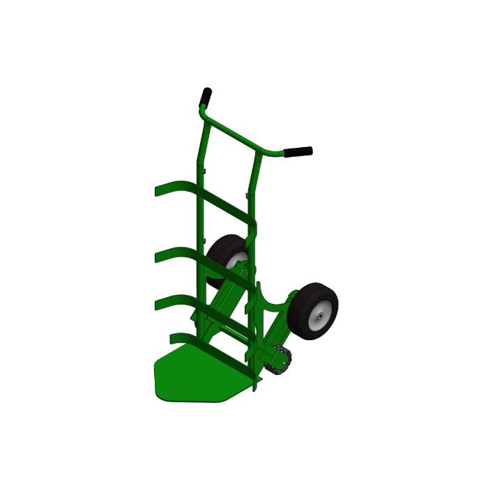 3 Cylinders - 4 wheels - Flat Free Tires - Green - Gas Cylinder Hand Truck