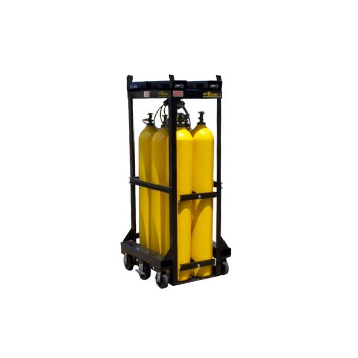 6 Cylinders - Hoist Hook & Lifting Eyes - Forkliftable - Low Profile - Cylinder Cradle Cart