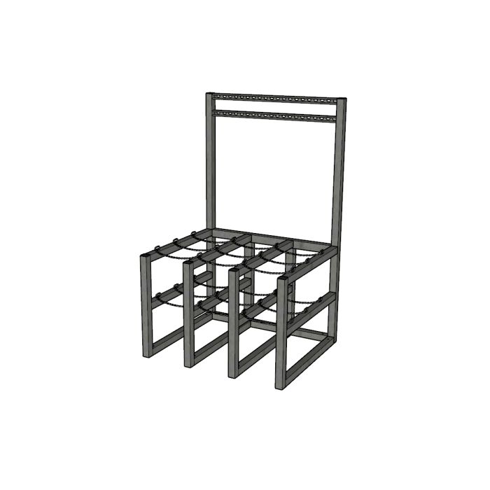 9 Cylinders (3x3) - Barricade - Process Station - Gas Cylinder Rack