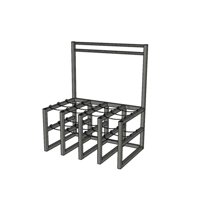 12 Cylinders (4x3) - Barricade - Process Station - Gas Cylinder Rack