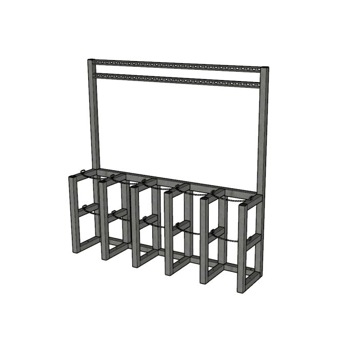 5 Cylinders (5x1) - Barricade - Process Station - Gas Cylinder Rack