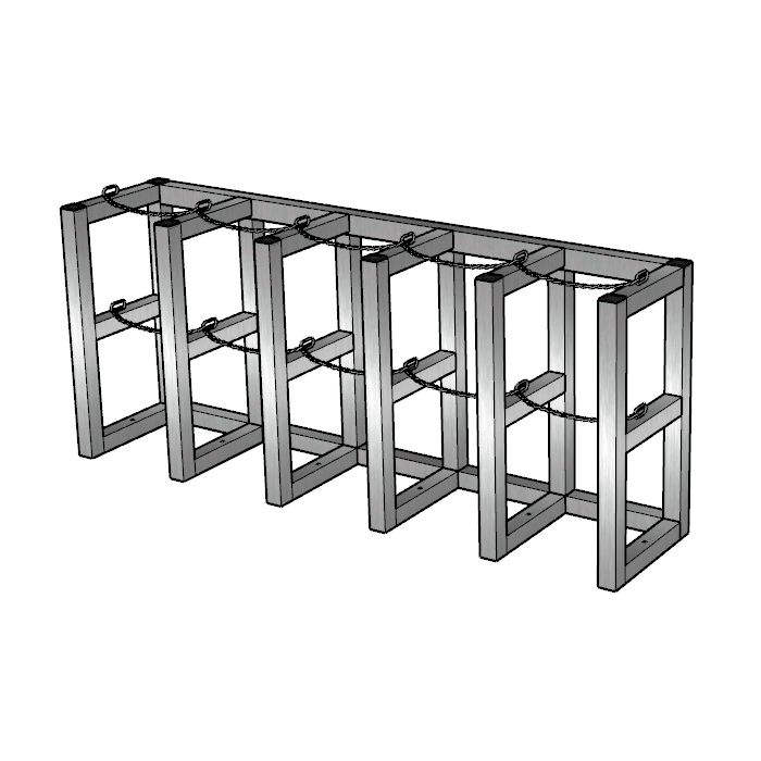 5 Cylinders (5x1) - Stainless Steel - Barricade - Gas Cylinder Rack