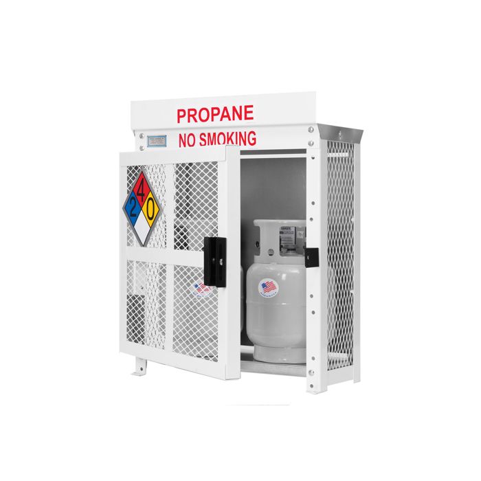 2 Propane or Buffer Tanks (20 LB) - Outdoor - Vertical Storage - Steel & Mesh - Gas Cylinder Cage