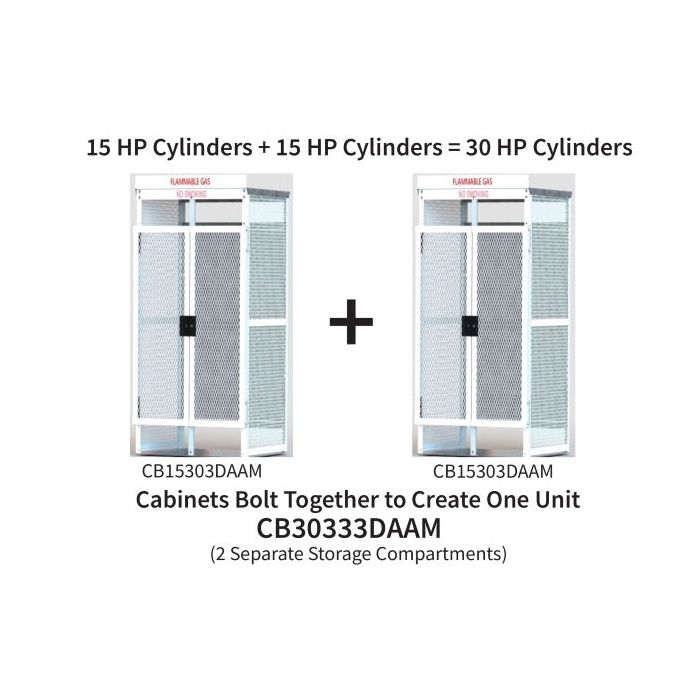 30 Cylinders - Large Tanks - Outdoor - Vertical Storage - 2 Compartments, Double Doors - Steel & Mesh - Gas Cylinder Cage