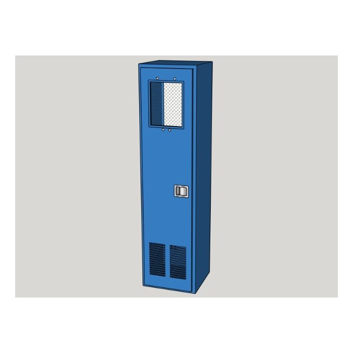 1 Cylinder - Large Tanks - Self-Closing Door - Window - Vertical Storage - Blue - Gas Cylinder Cabinet