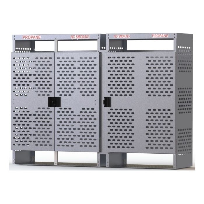 29 Cylinders - Firewall Separated - Large Tanks - Outdoor - Vertical Storage - Double Door & Single Door - Laser Cut Aluminum - Gas Cylinder Cage