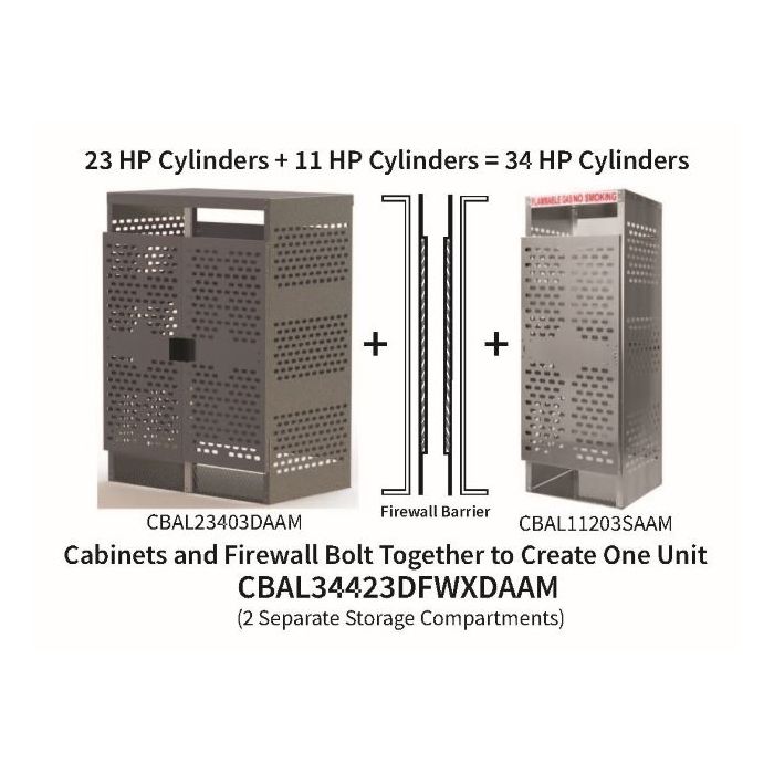 34 Cylinders - Firewall Separated - Large Tanks - Outdoor - Vertical Storage - Double Door & Single Door - Laser Cut Aluminum - Gas Cylinder Cage