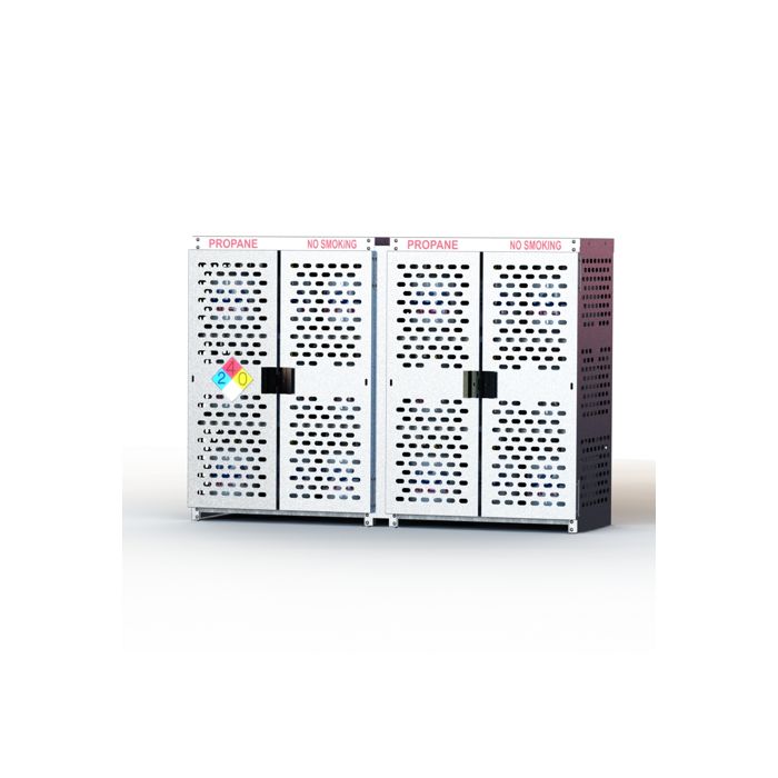 36 Propane Tanks (20 LB) - Outdoor - Vertical Storage - 2 Compartments, 4 Doors - Laser Cut Aluminum - Gas Cylinder Cage