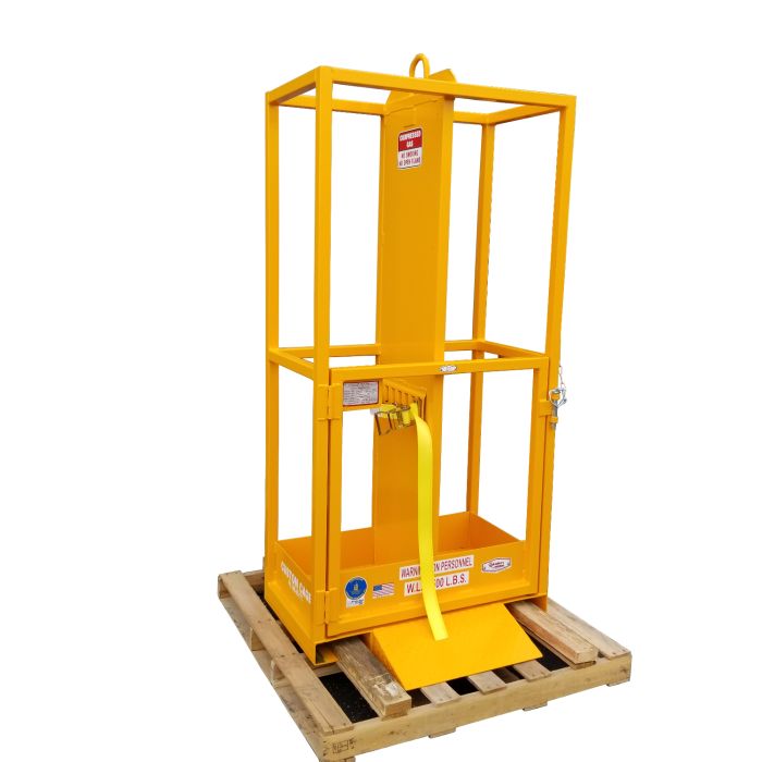 2 Cylinders - Firewall - Hoist Hook - Forklift Base - Open - Gas Cylinder Cage