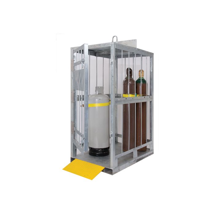 15 Cylinders - Hoist Hook - Forklift Base - Large Tanks - Vertical Storage - Galvanized - Gas Cylinder Cabinet