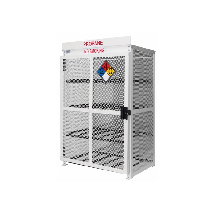 12 Propane Tanks (43 LB) - Outdoor - Horizontal Storage - Steel & Mesh - Gas Cylinder Cage