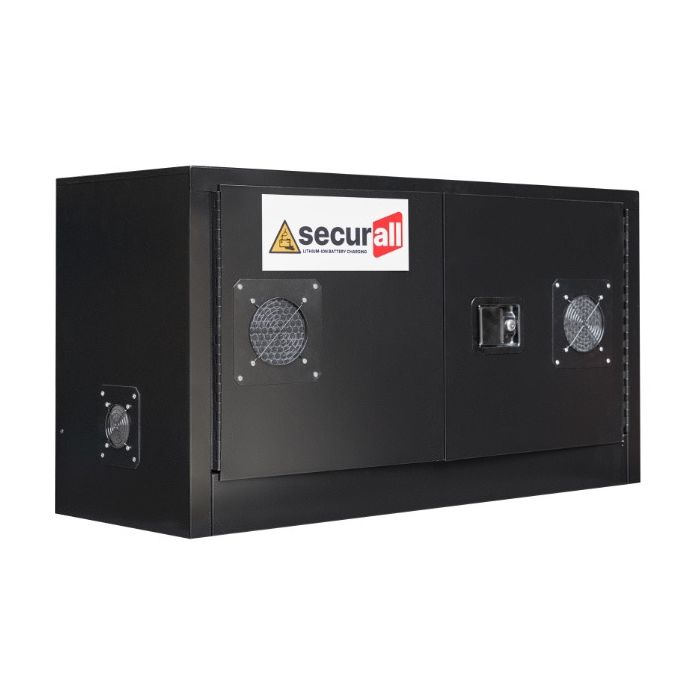 2 Manual Doors - 1 Shelf - Black - Lithium-Ion Battery Charging & Storage Cabinet