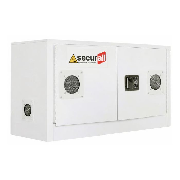 2 Manual Doors - 1 Shelf - White - Lithium-Ion Battery Charging & Storage Cabinet