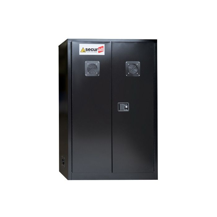 2 Manual Doors - 4 Shelves - Black - Lithium-Ion Battery Charging & Storage Cabinet