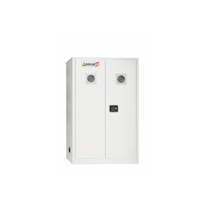 2 Manual Doors - 4 Shelves - White - Lithium-Ion Battery Charging & Storage Cabinet