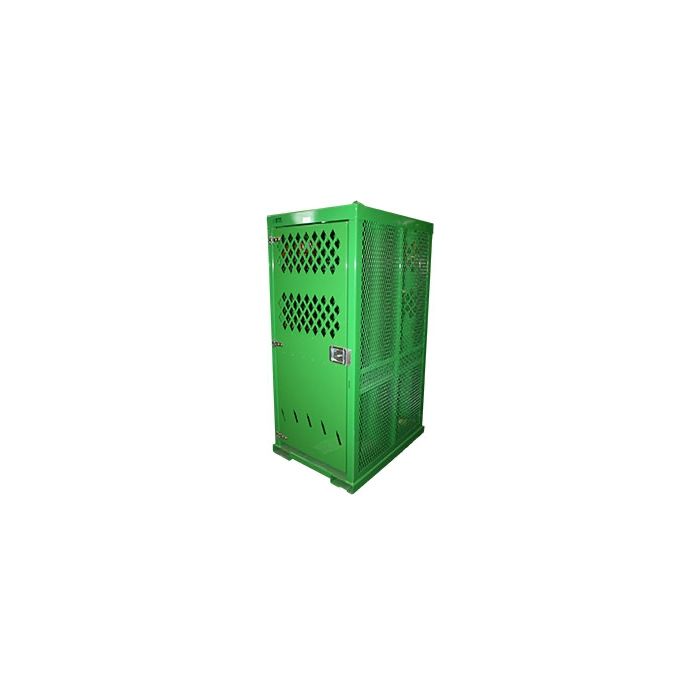 12 Cylinders - Hoist Hook - Forklift Base - Large Tanks - Outdoor - Vertical Storage - Green - Gas Cylinder Cabinet