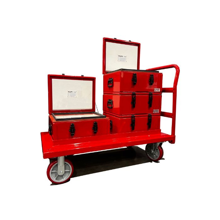 Fireproof Storage & Transport - Bundle Cart - 6 Red - Lithium Ion Battery Containers