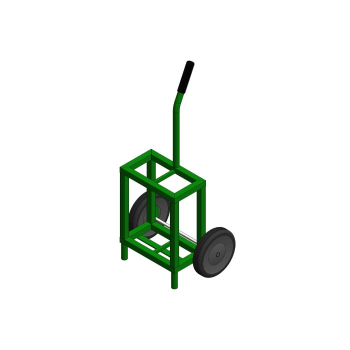 2 Cylinders - Oxygen & Medical Gases (D,E) - Green - Cylinder Cart