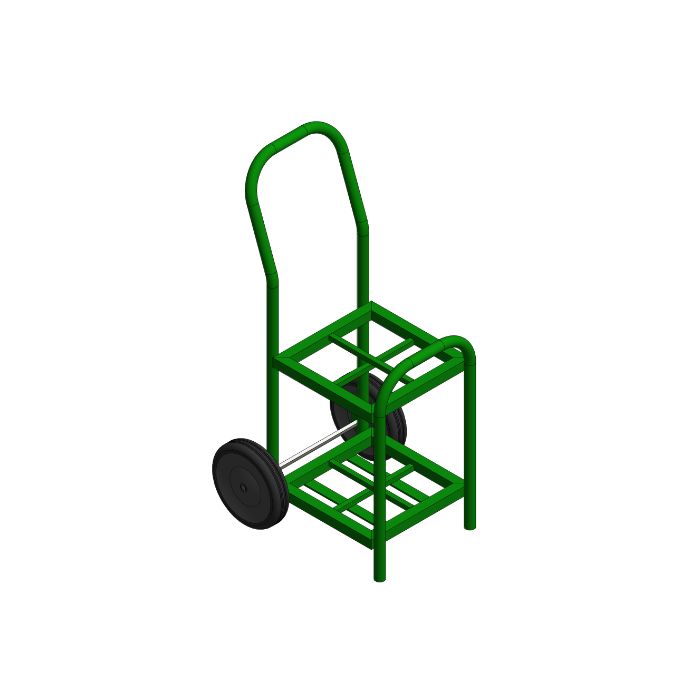 4 Cylinders - Oxygen & Medical Gases (D,E) - Green - Cylinder Cart