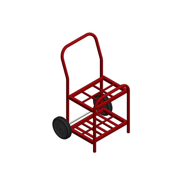 6 Cylinders - Oxygen & Medical Gases (D,E) - Red - Cylinder Cart