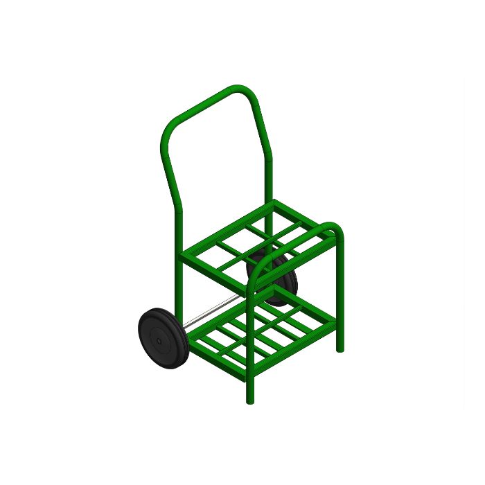 6 Cylinders - Oxygen & Medical Gases (D,E) - Green - Cylinder Cart