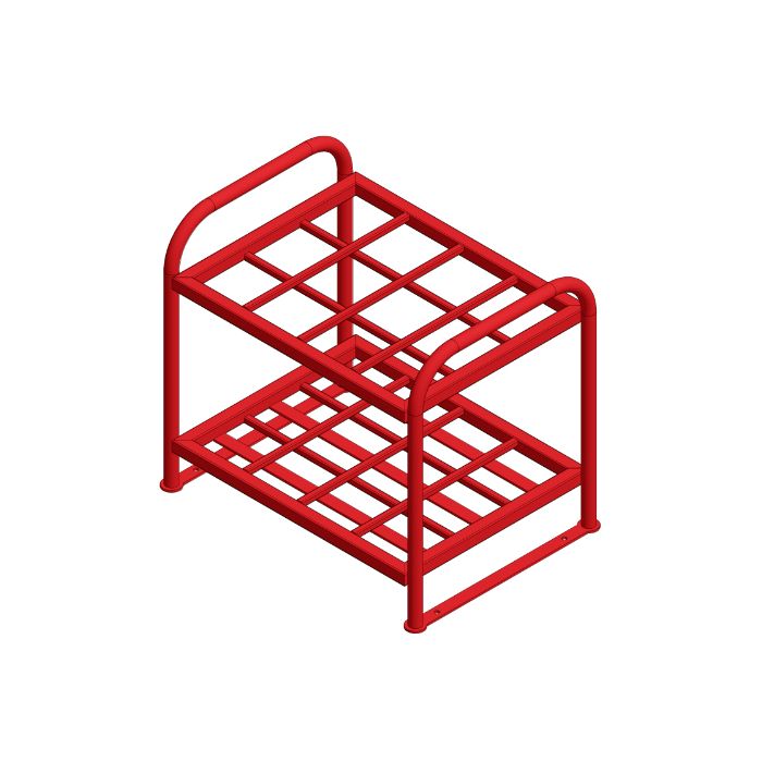 12 Cylinders - Oxygen & Medical Gases (D,E) - Red - Cylinder Rack