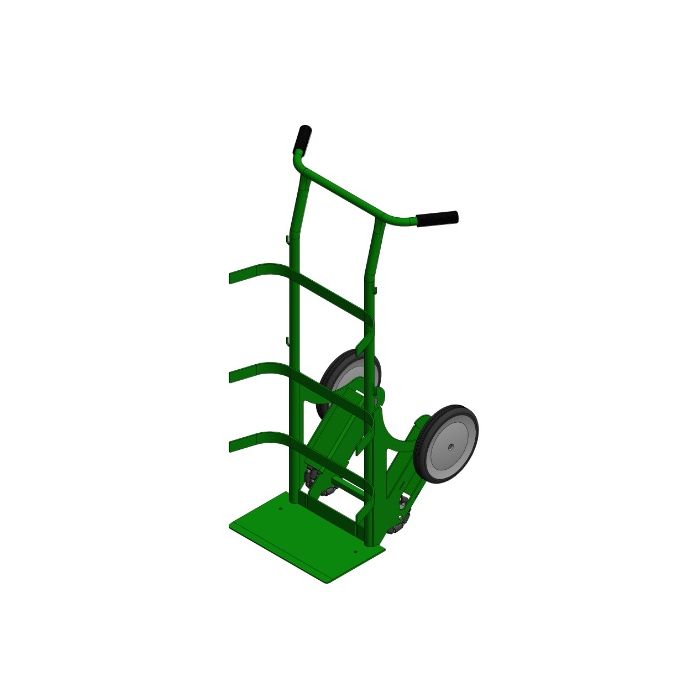 2 Cylinders - Steering Casters - Green - Gas Cylinder Dolly