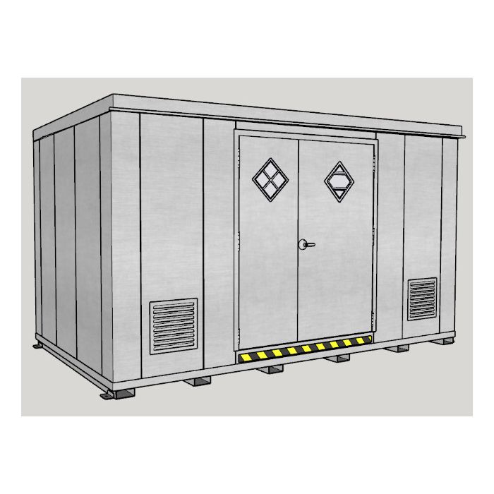 55-Gallon Drum x 24 - Hazmat/Chemical/Flammable Liquids - 4 hr Fire Rated -  Explosion Relief Panels - Non-Combustible - Outdoor Chemical Storage Locker