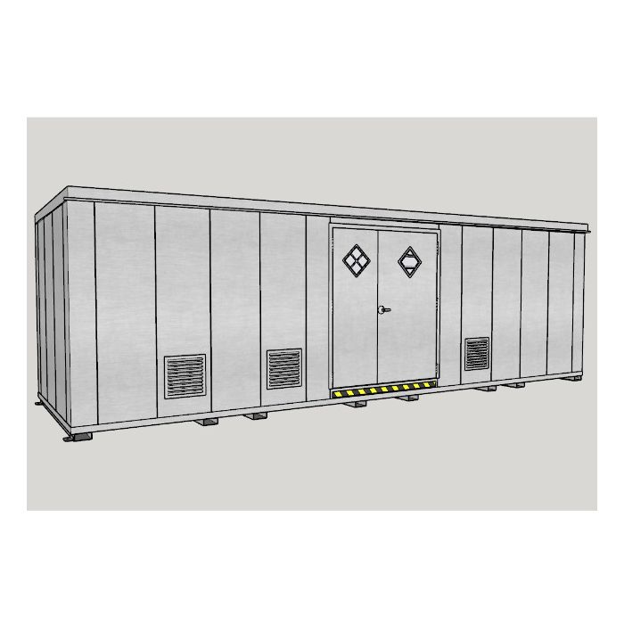 55-Gallon Drum x 48 - Hazmat/Chemical/Flammable Liquids - 4hr Fire Rated - Non-Combustible - Outdoor Chemical Storage Locker
