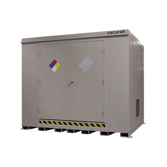 55-Gallon Drum x 16 - Hazmat/Chemical/Flammable Liquids - 4 hr Fire Rated - Non-Combustible - Outdoor Chemical Storage Locker
