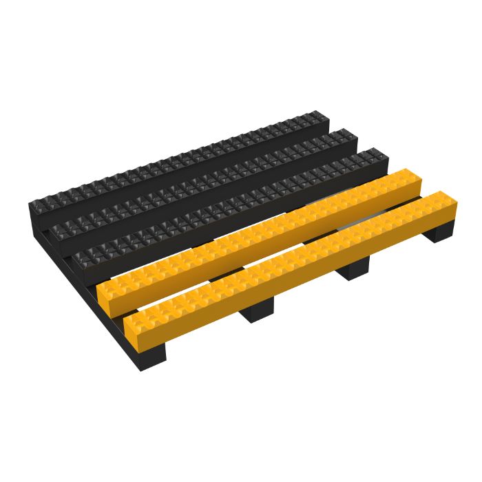 Open Grid with Yellow Safety Edge - No Slip/Anti-Fatigue/Drainage - Heavy Duty - PVC - Workplace Floor Mat