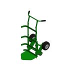 3 Cylinders - 4 wheels - Flat Free Tires - Green - Gas Cylinder Hand Truck