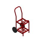 4 Cylinders - Oxygen & Medical Gases (D,E) - Red - Cylinder Cart