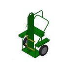 2 Cylinders - Firewall - Hoist Hook - Forklift Pockets - Flat Free Tires - Heavy Duty - Green - Welding Cart