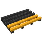 Open Grid - Black with Yellow Safety Edge - 4' x 33' - No Slip/Anti-Fatigue/Drainage - Heavy Duty - PVC - Workplace Floor Mat
