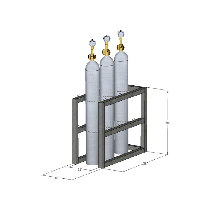 3 Cylinders (1x3) - Stainless Steel - Barricade - Gas Cylinder Rack