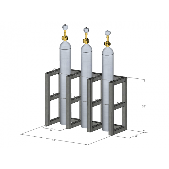 3 Cylinders (3x1) - Stainless Steel - Barricade - Gas Cylinder Rack