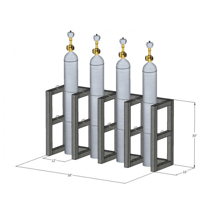4 Cylinders (4x1) - Stainless Steel - Barricade - Gas Cylinder Rack