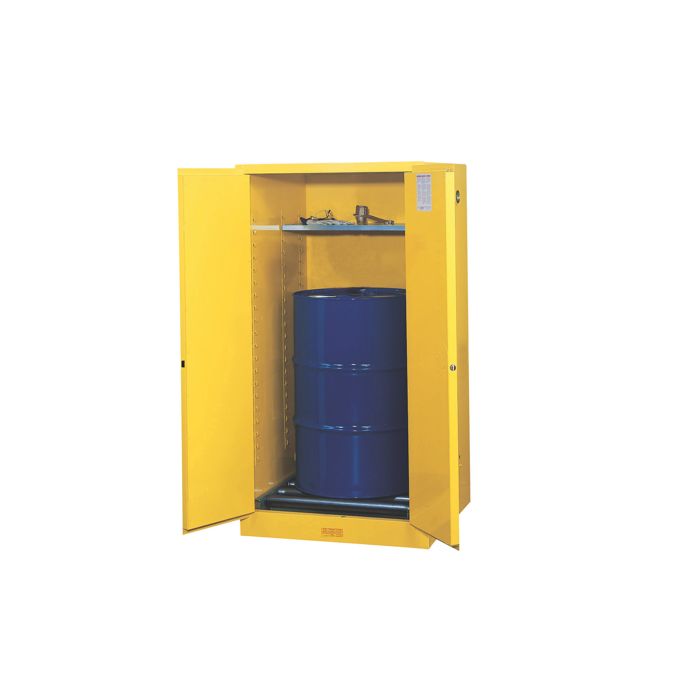 55-Gallon Drum x 1 - Vertical Storage With Rollers - Self-Closing - Flammable Storage Cabinet