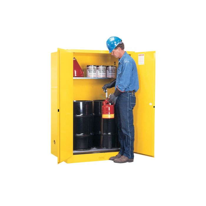 30-Gallon Drum x 2 - Vertical Storage With Rollers - Manual Close - Flammable Storage Cabinet