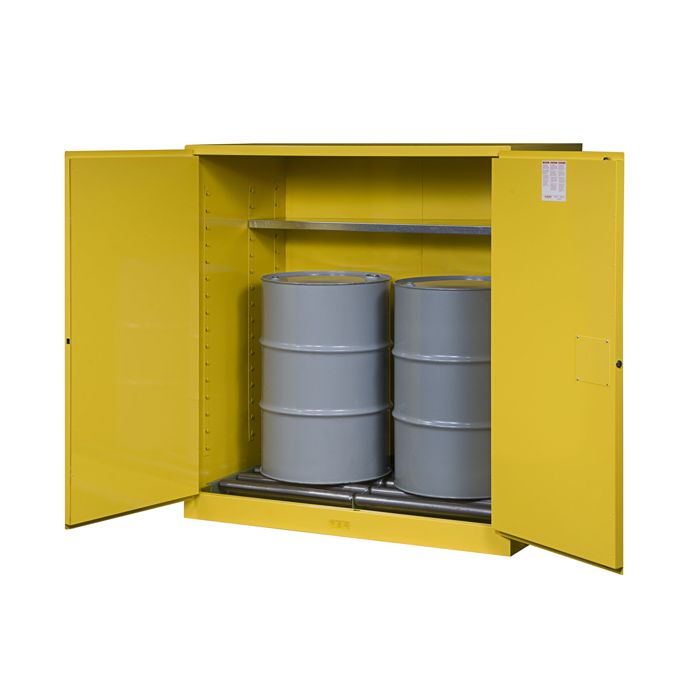 55-Gallon Drum x 2 - Vertical Storage With Rollers - Manual Close - Flammable Storage Cabinet