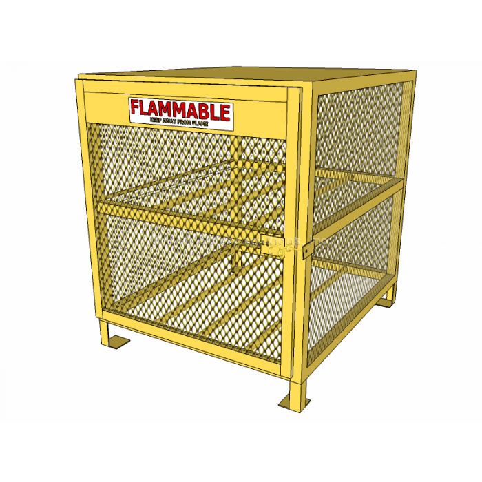 4 Cylinders - Propane and Forklift Tanks - Horizontal Storage - Mesh - Gas Cylinder Cage