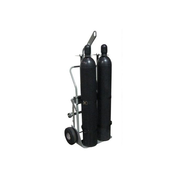 2 Cylinders - Hoist Hook - Flat Free Tires - Rear Casters - Gas Cylinder Hand Truck