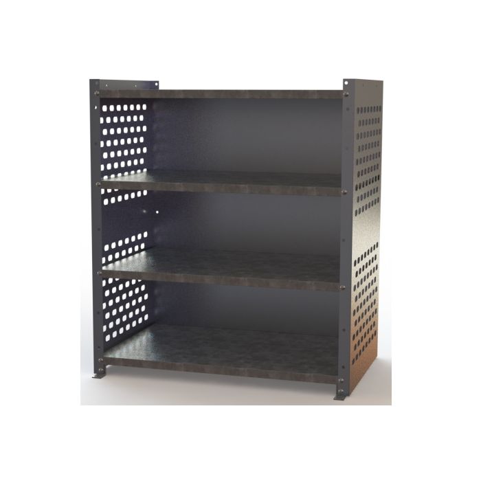 Open Front - 2 Shelves - Metal - Short - Storage Cabinet
